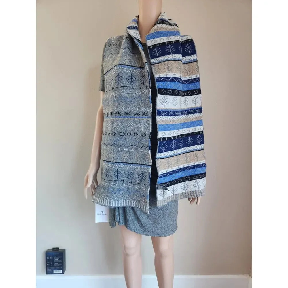 NWT PAUL SMITH reversible Lambswool Scarf 10'' x 70''